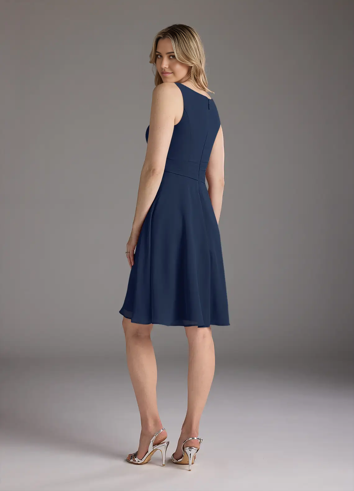 Wholesa A-Line Scoop Pleated Chiffon Dark Navy formal dresses Mother of the Bride Dresses