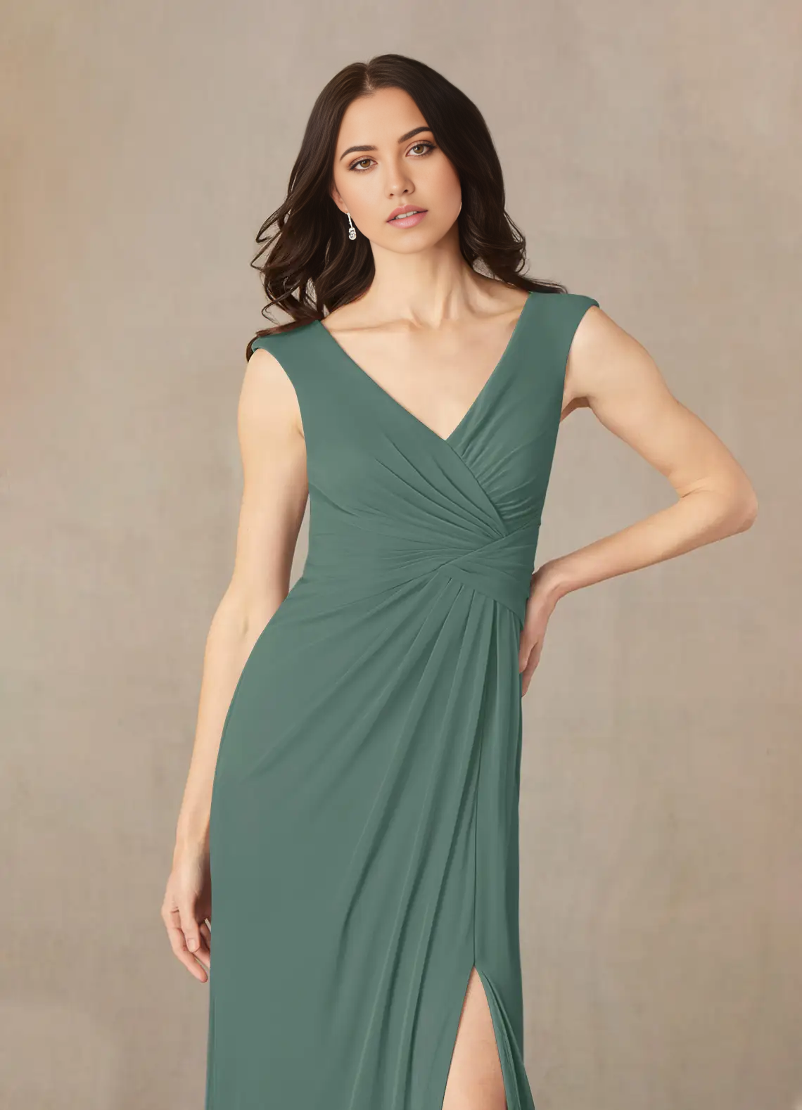 Wholesa A-Line V-Neck Pleated formal dresses evening dress Mother of the Bride Dresses