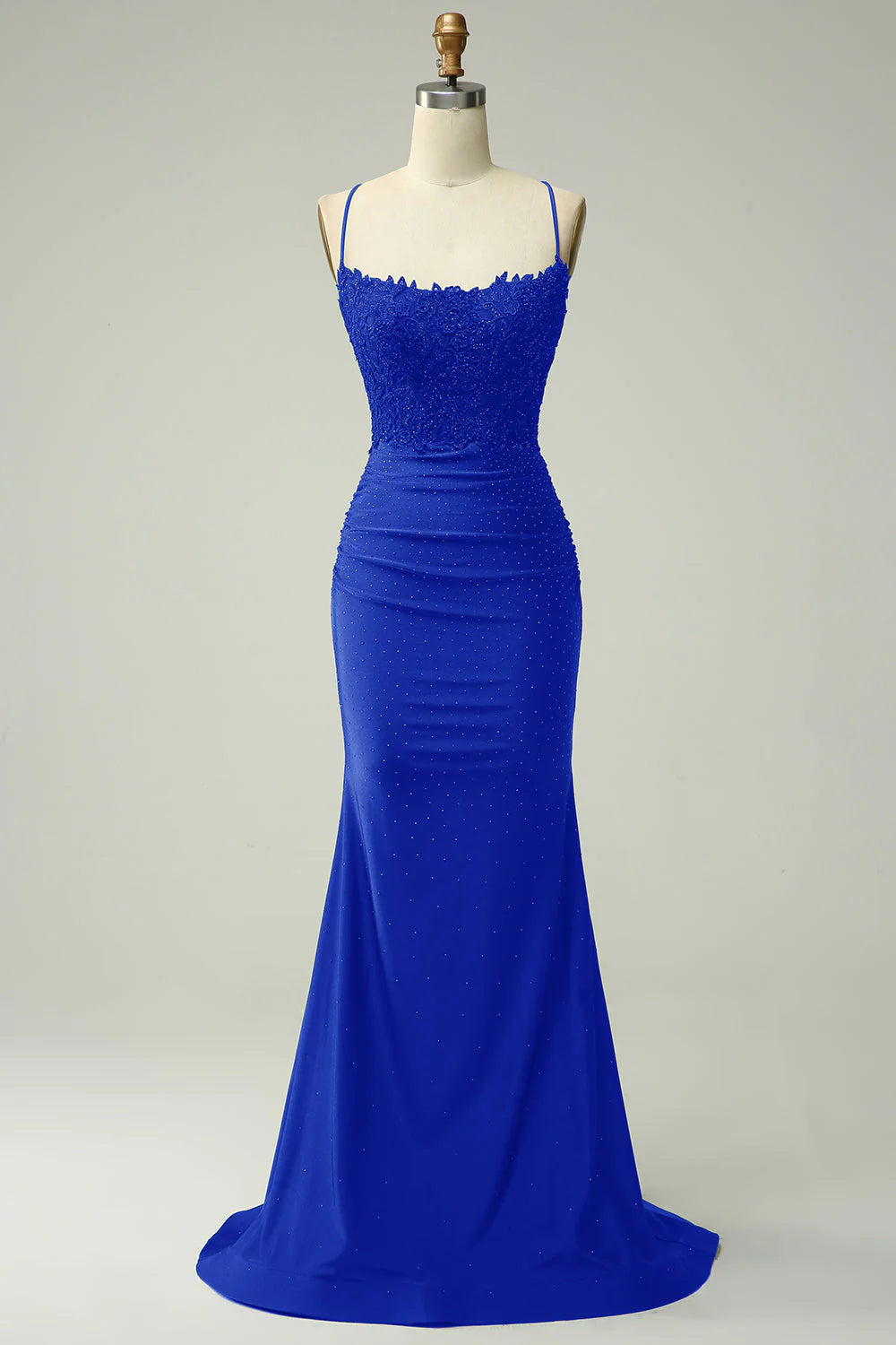 Wholesa Trendy Mermaid  Neck Royal Blue Long Prom Dress with  Beading