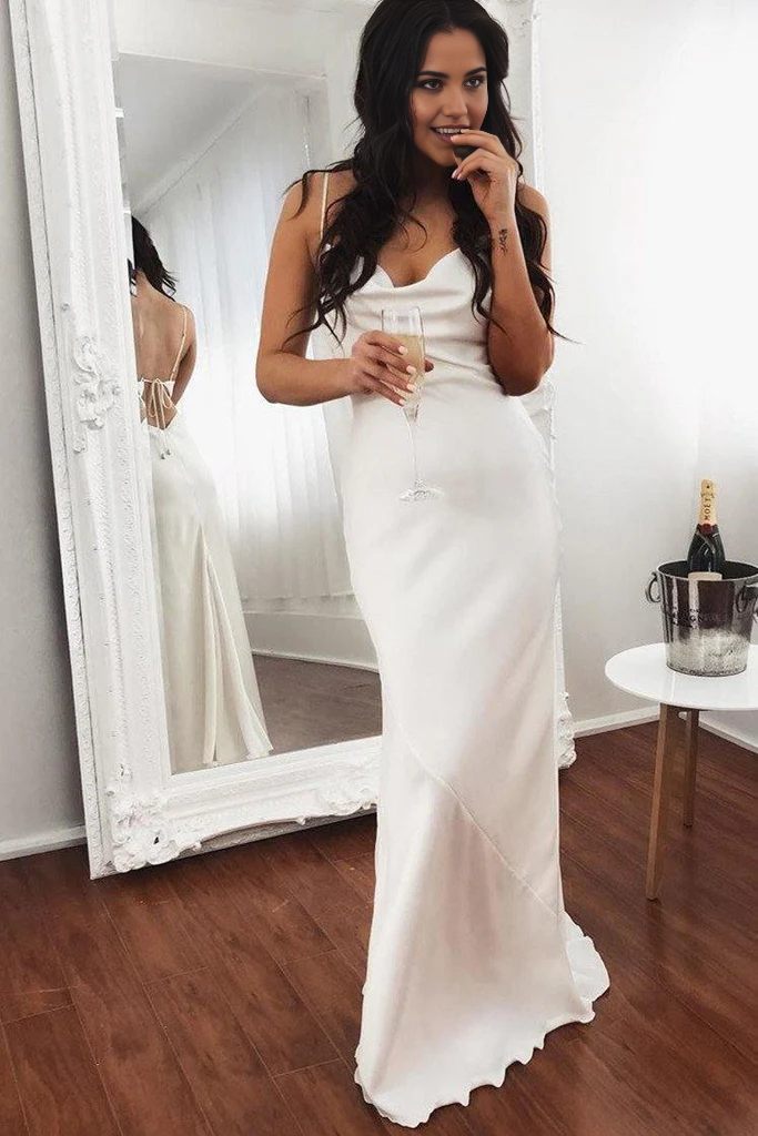 Wholesa Mermaid Elegant Pink Long Prom Dresses Evening Dress with Cowl Neck