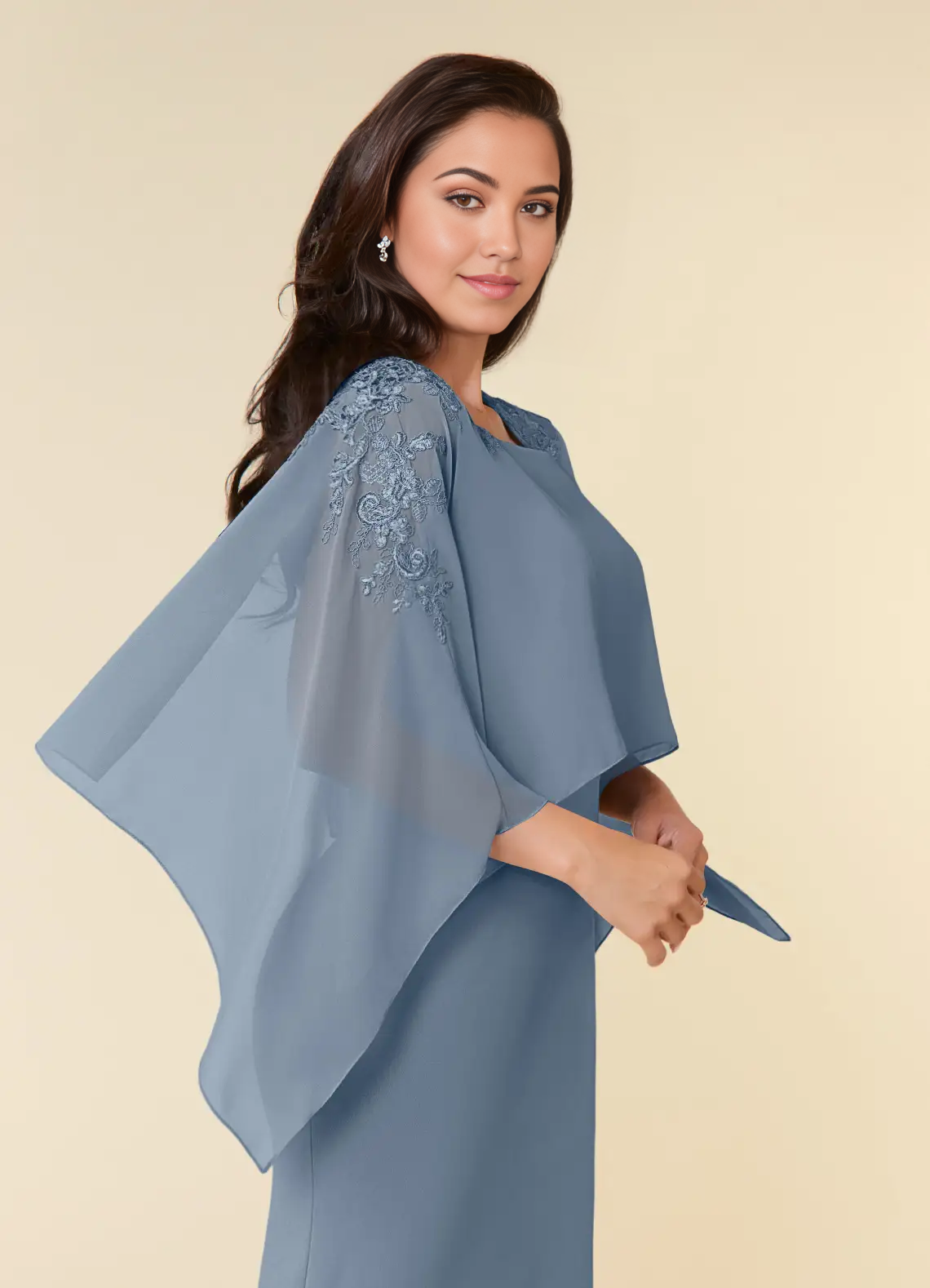 Wholesa Sheath Lace Chiffon Tea Length formal dresses evening dress Mother of the Bride Dresses