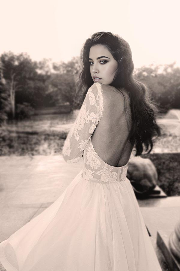 Wholesa A-line Glamorous V Neck Long Sleeves Lace Organza Wedding Dresses