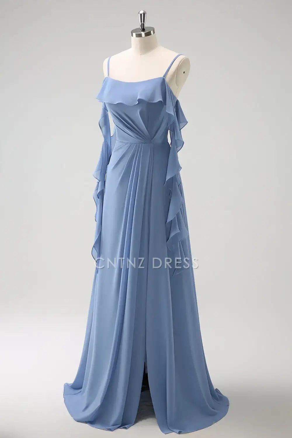 CNTNZ DRESS A Line Spaghetti Strap Ruched Side Fork Backless Elegant Fashion Long Hot Sale Prom Dress