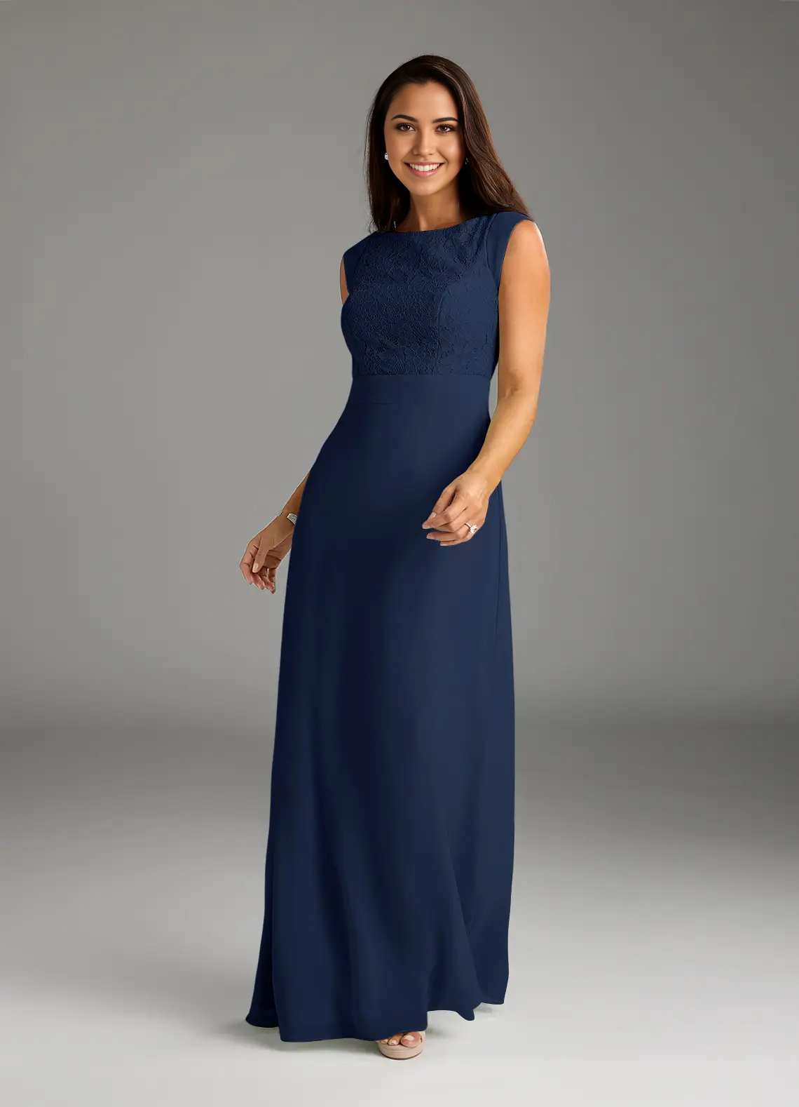 Wholesa A-Line Lace Chiffon Dark Navy formal dresses evening dress Mother of the Bride Dresses