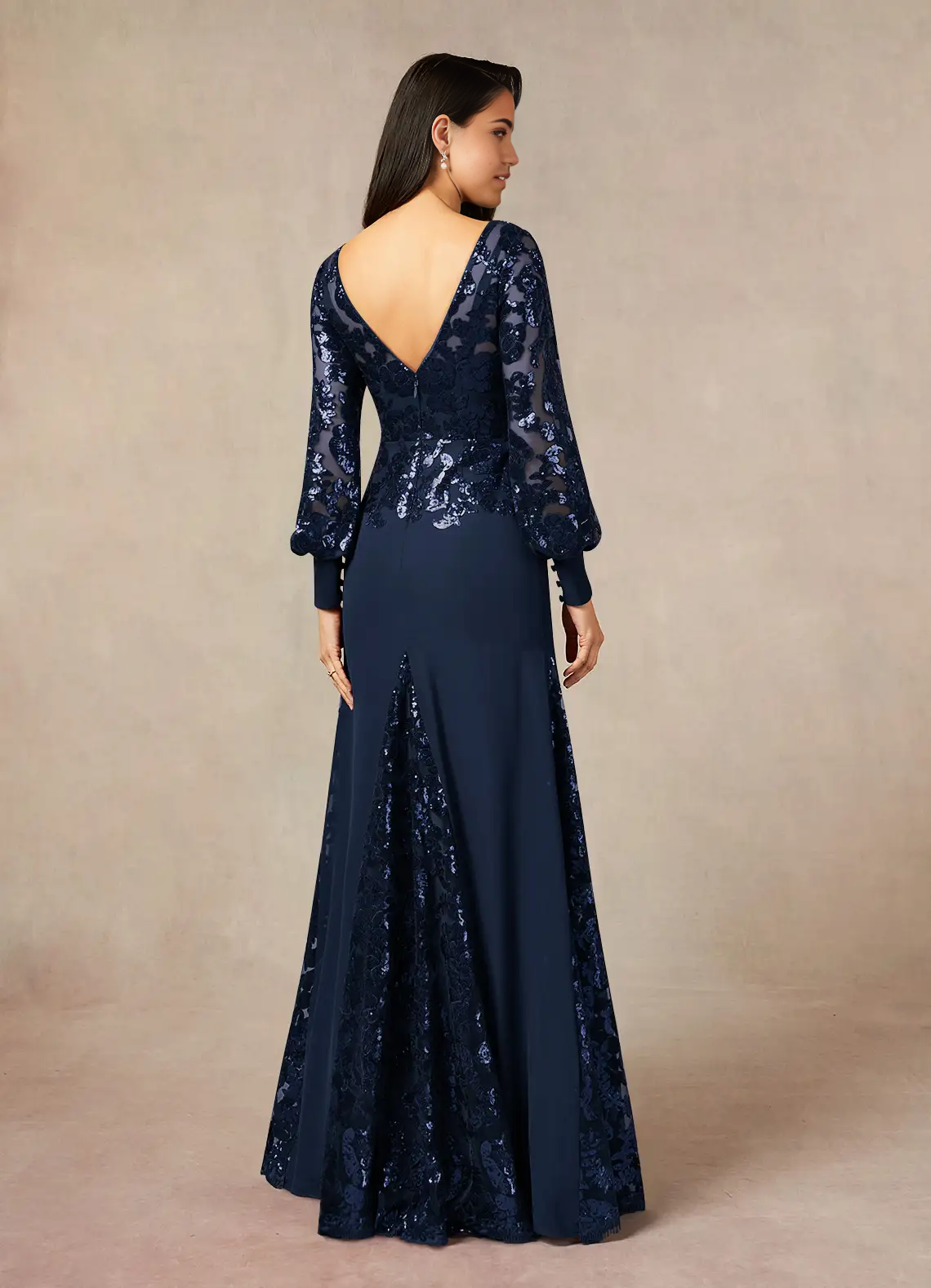 Wholesa Mermaid Sequins Lace Dark Navy formal dresses evening dress Mother of the Bride Dresses