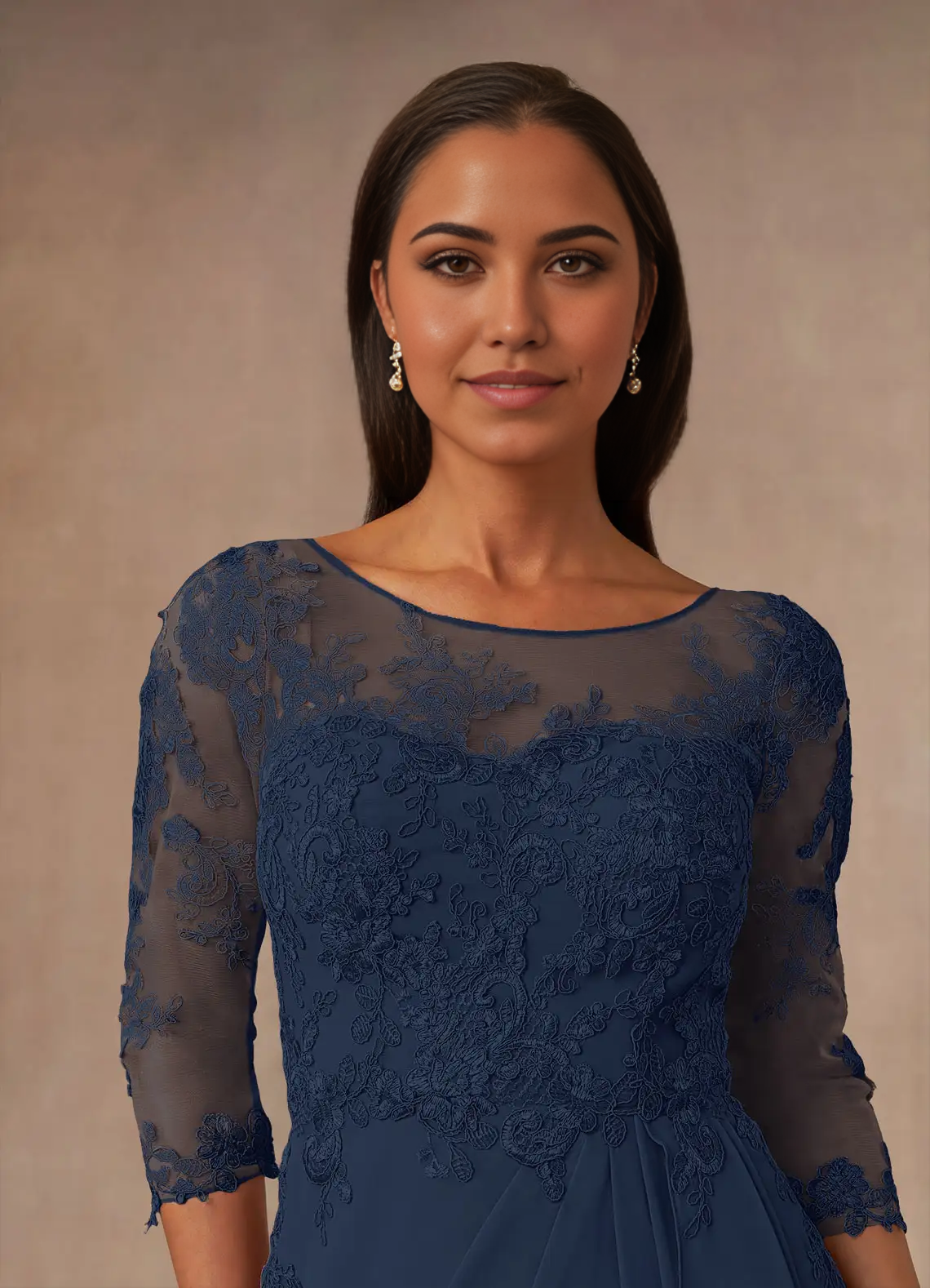 Wholesa A-Line Scoop Chiffon Dark Navy Mother of the Bride Dresses