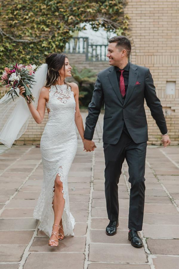 Wholesa Mermaid Illusion Neckline Split Sweep Train Wedding Dress Open Back Bridal Gown