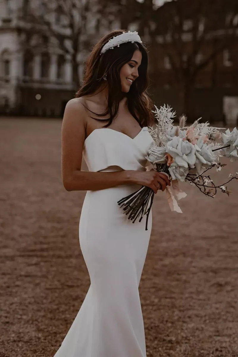 Wholesa Mermaid Sweetheart Simple Satin Wedding Dresses