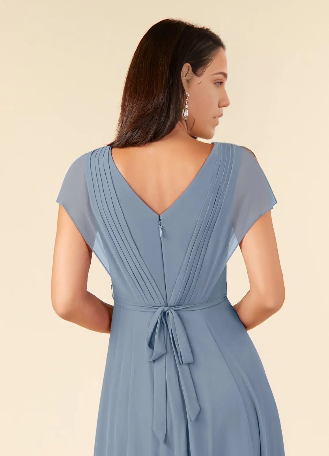 Wholesa A-Line V-Neck Lace Appliques Chiffon Tea Length Dress formal dresses evening dress Mother of the Bride Dresses