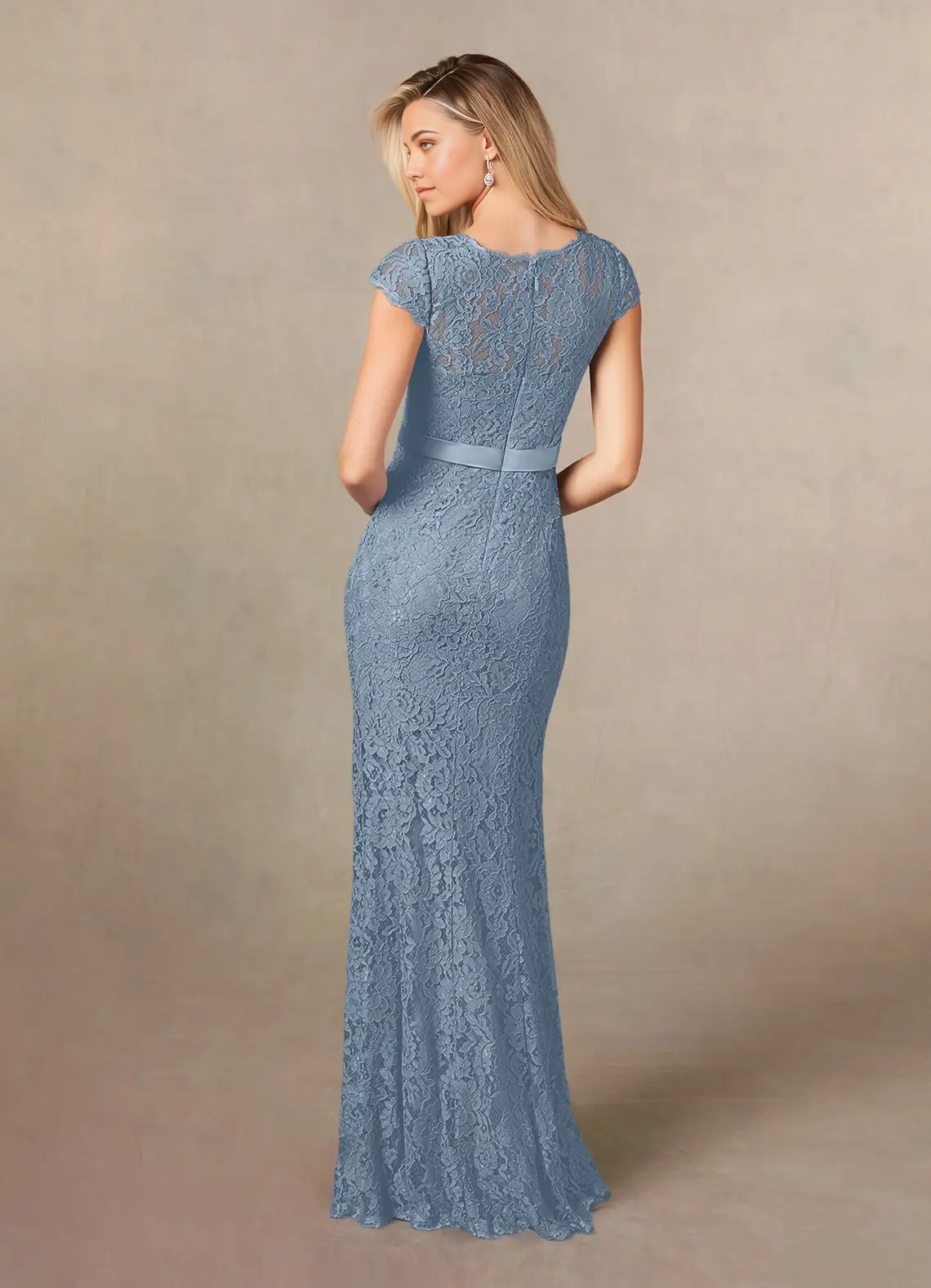Wholesa Mermaid V-Neck Lace Dusty Blue formal dresses evening dress Mother of the Bride Dresses