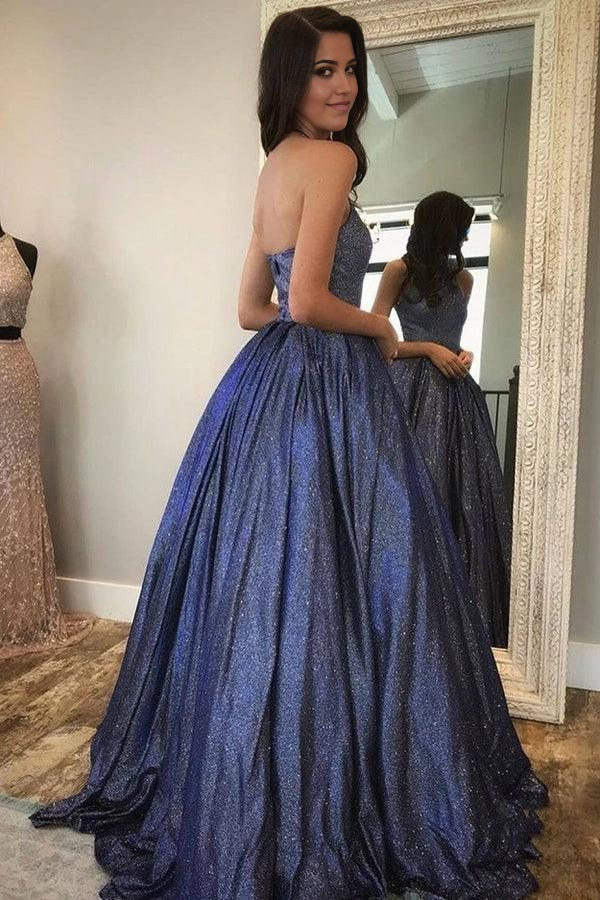Wholesa A-line Cute Sparkly Halter Neck Long Prom Dresses Formal Dress