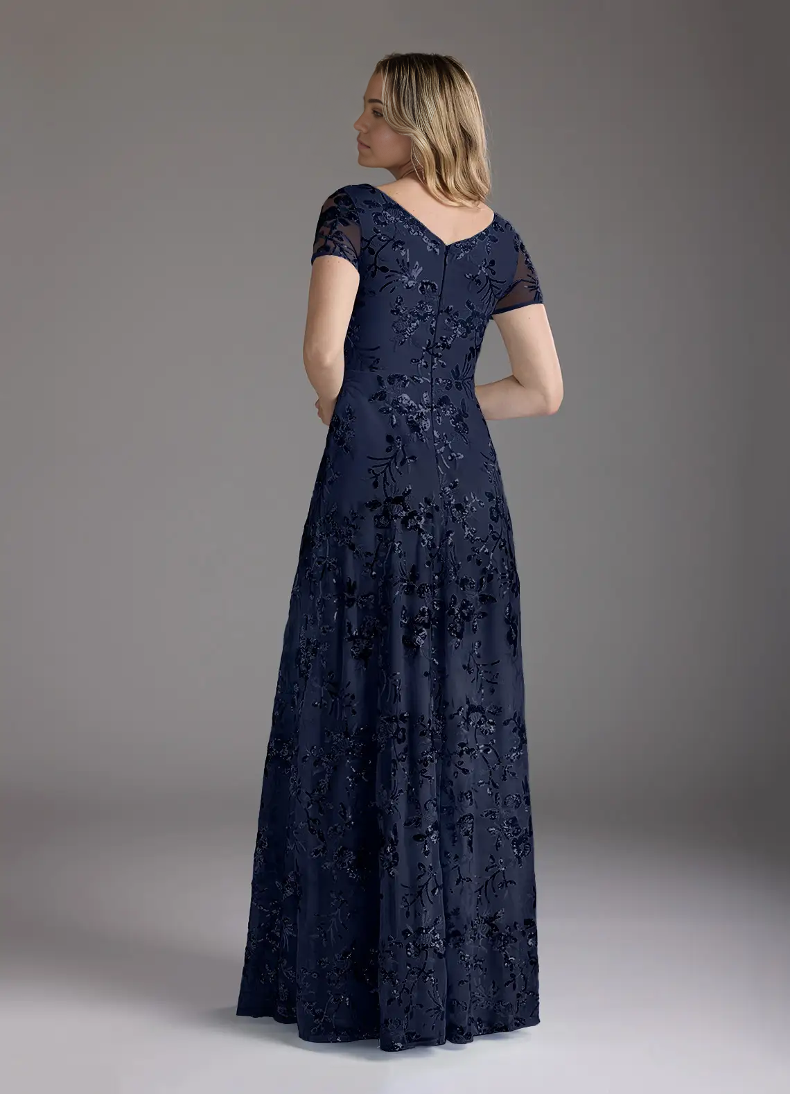 Wholesa A-Line V-Neck Sequins Dark Navy formal dresses evening dress Mother of the Bride Dresses