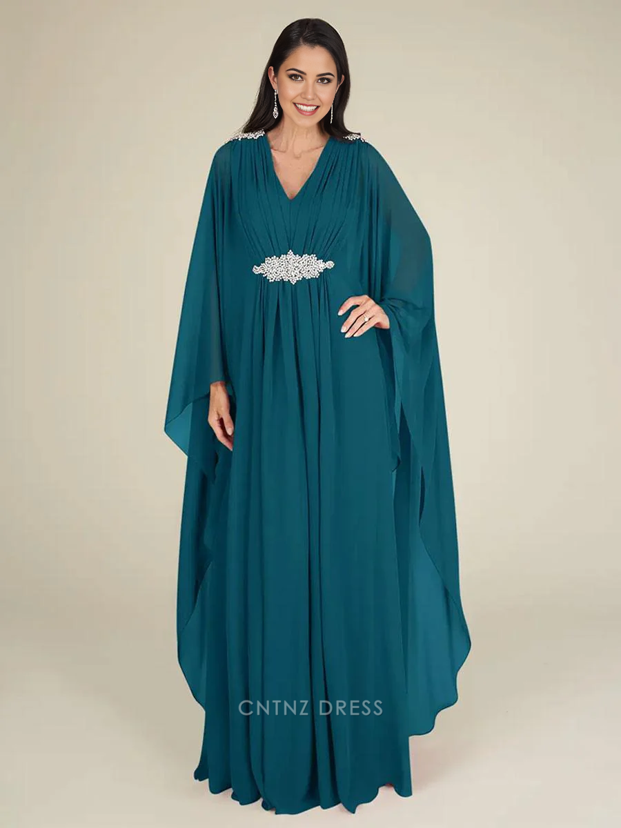 Wholesa A-Line V-Neck Sleeveless Applique Chiffon Wedding Guest Dresses Mother of the Bride Dresse