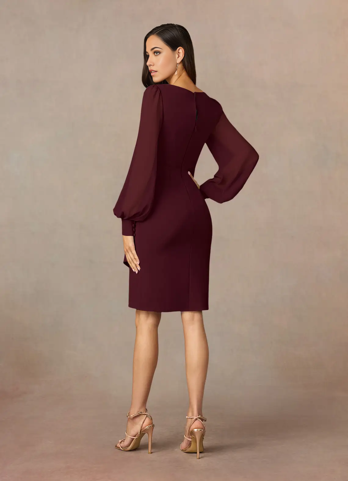 Wholesa Sheath V-Neck Pleated Cabernet formal dresses evening dress Mother of the Bride Dresses