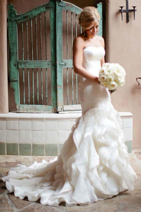 Wholesa Mermaid Sweetheart Organza Court Train Wedding Dresses