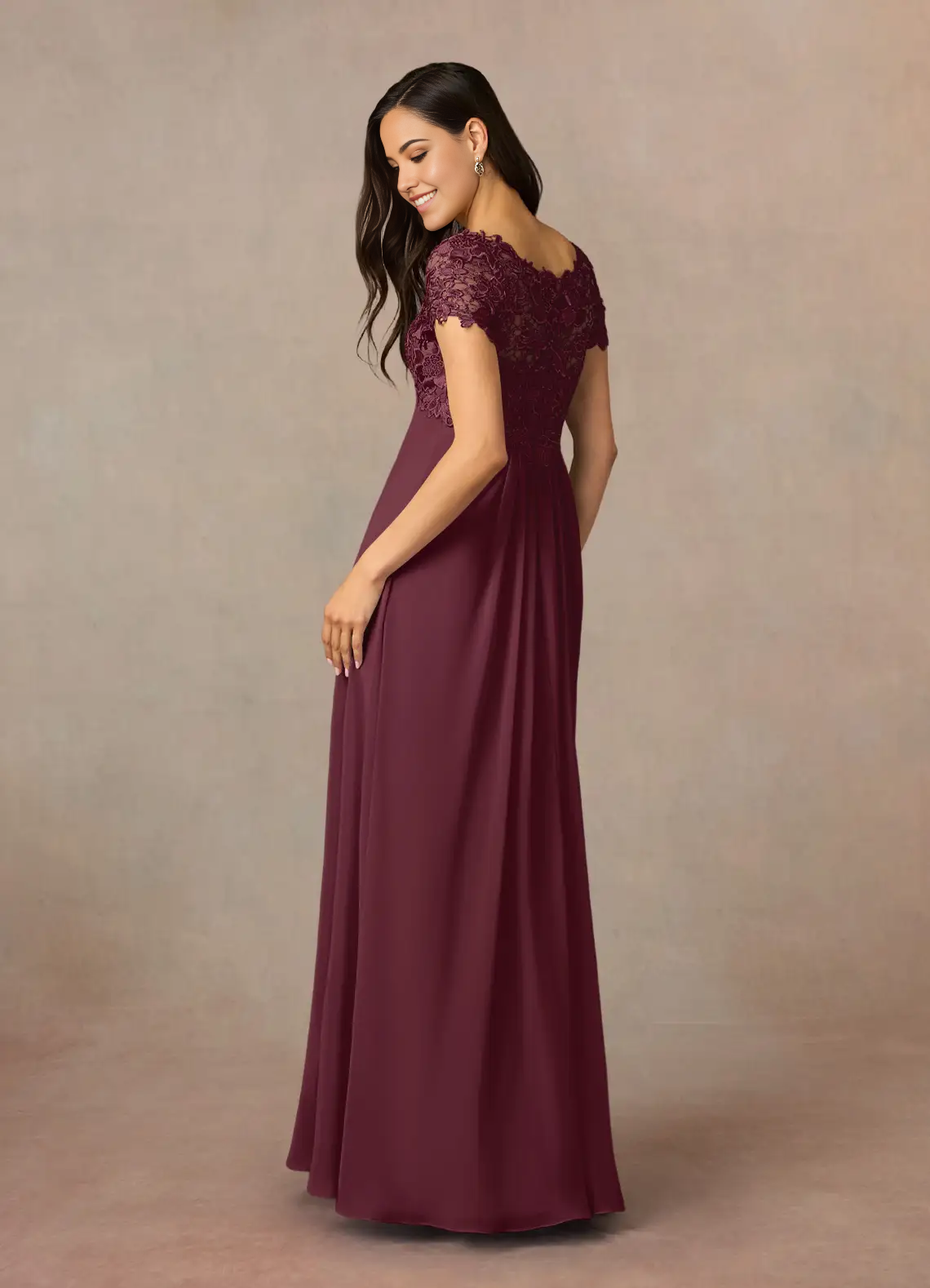 Wholesa A-Line Appliques Lace Chiffon Cabernet formal dresses evening dress Mother of the Bride Dresses