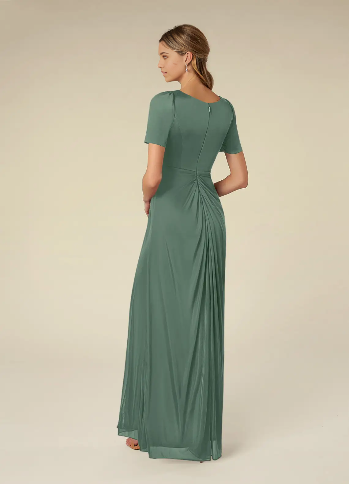 Wholesa A-Line V-Neck Short Sleeve Pleated formal dresses evening dress Mother of the Bride Dresses