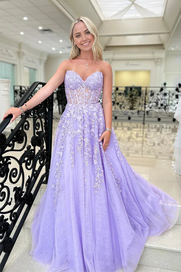 Wholesa A Line Sweetheart Cute Tulle Prom Dresses Formal Gowns