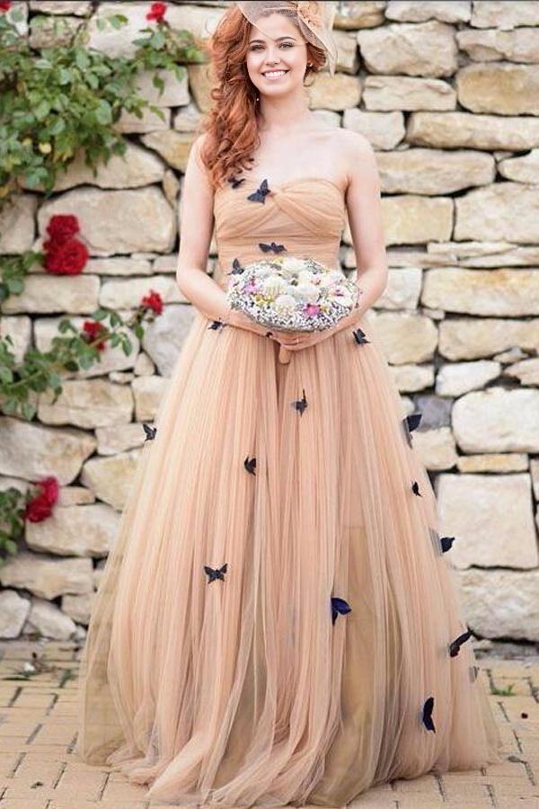 Wholesa Sweetheart Beautiful Butterfly Ruffles Bridal Gown Wedding Dresses