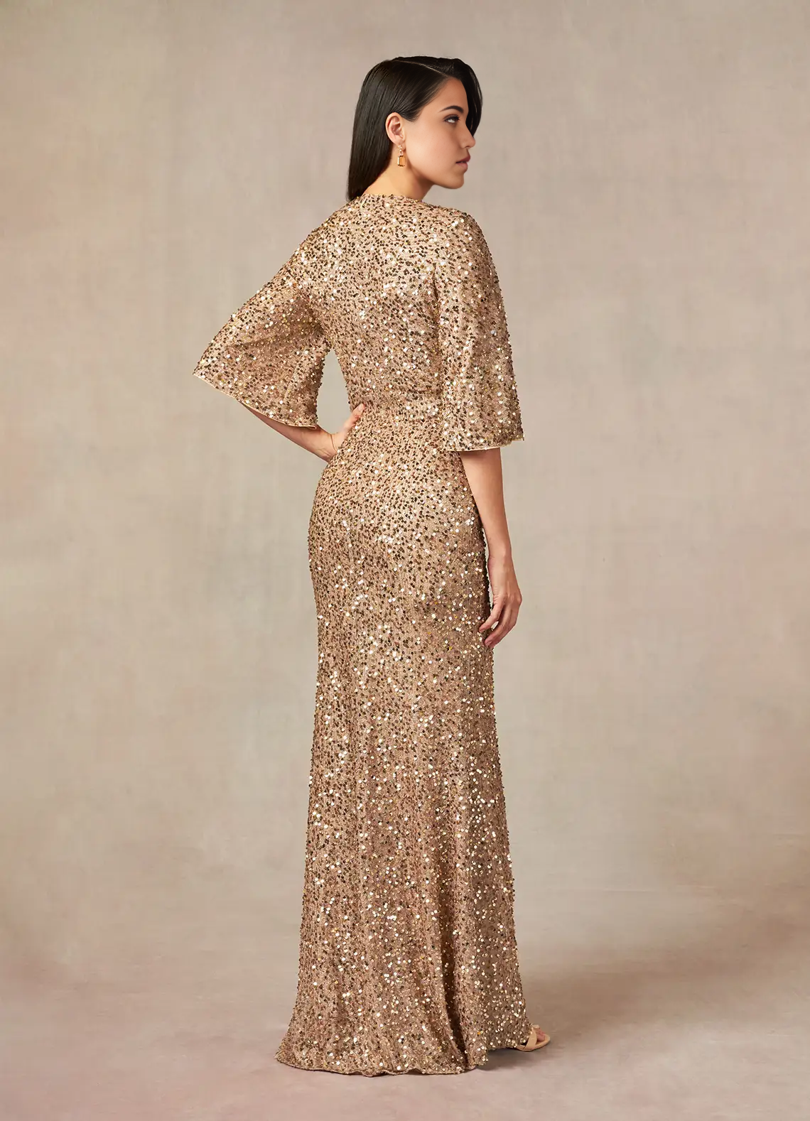 Wholesa Mermaid V-Neck Sequins Champagne formal dresses evening dress Mother of the Bride Dresses
