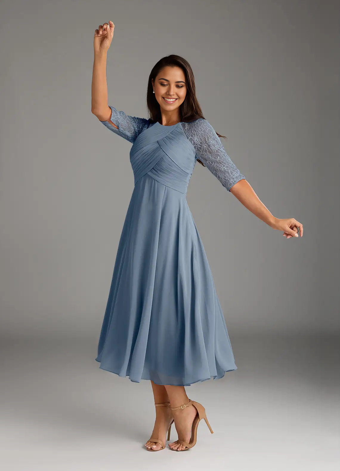 Wholesa A-Line Scoop lace Chiffon formal dresses evening dress Mother of the Bride Dresses