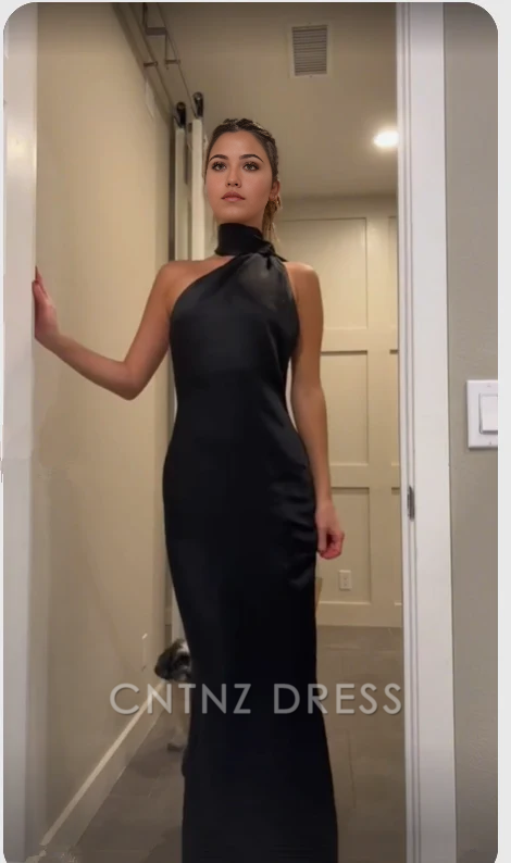 Wholesa Mermaid Elegant Backless Black Long formal dresses Bridesmaid Dresses evening gown Prom Dress