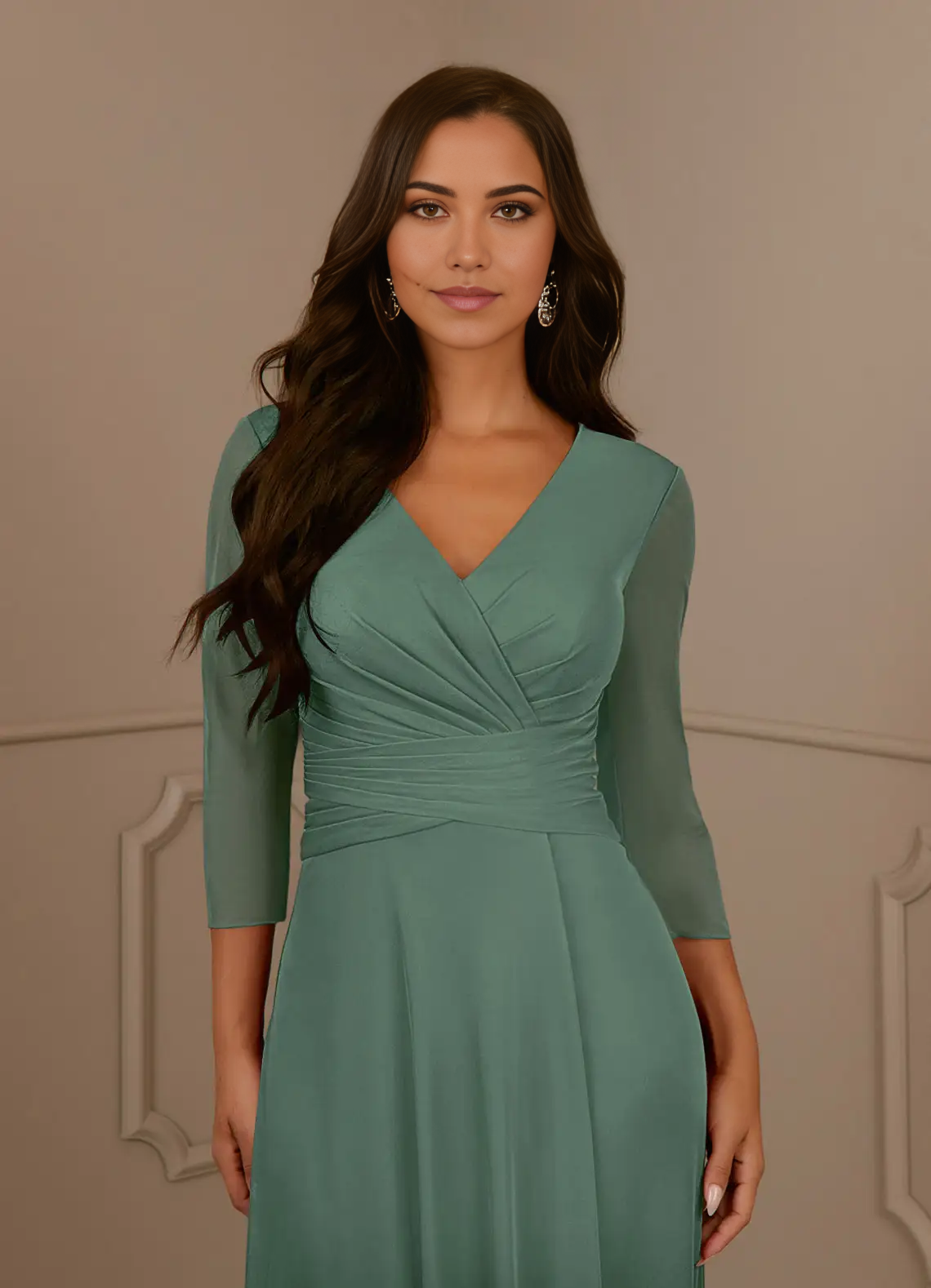 Wholesa A-Line V-Neck formal dresses evening gown Mother of the Bride Dresses With Pleated