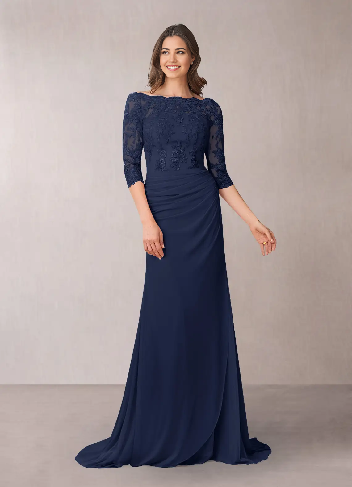 Wholesa Mermaid Off the Shoulder Appliques Dark Navy formal dresses evening dress Mother of the Bride Dresses