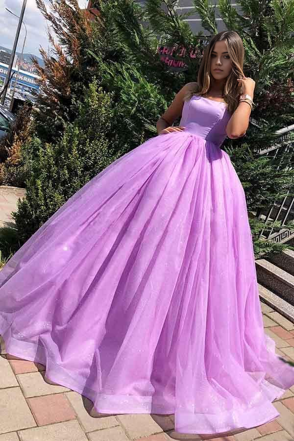 Wholesa Princess Ball Gown Lilac Straps Long Prom Dress Formal Dress