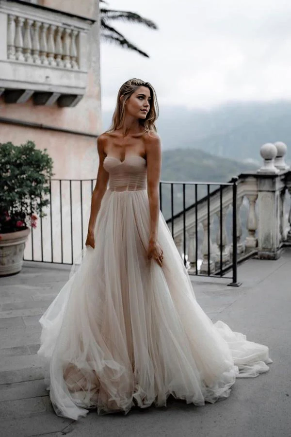 Wholesa A-line Sweetheart Neckline Tulle Bridal dresses Wedding Dresses