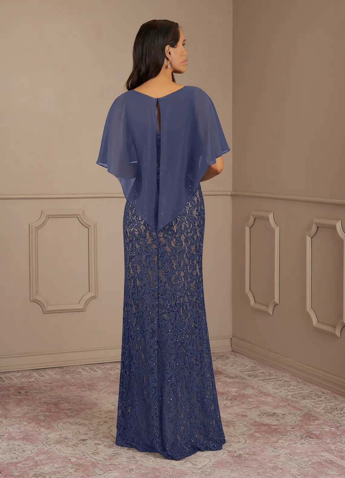 Wholesa Sheath Crew Neck Sequins Chiffon formal dresses evening dress Mother of the Bride Dresses