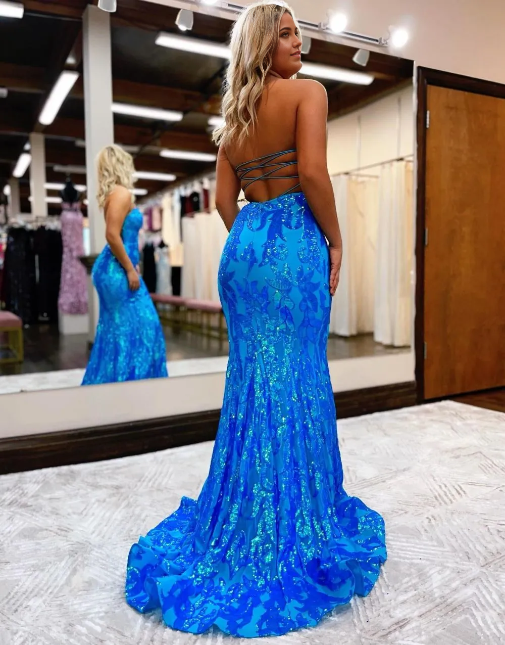 Wholesa Mermaid Sweetheart Spaghetti Straps Corset Back formal dress evening gown Prom Dress