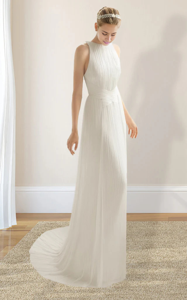 Wholesa Sheath Halter Chiffon Plaited Dress Wedding Dresses
