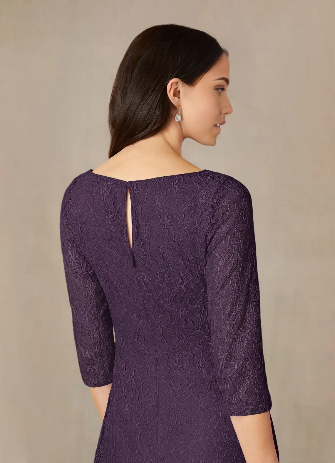 Wholesa Sheath Tea Length Lace Plum formal dresses Mother of the Bride Dresses