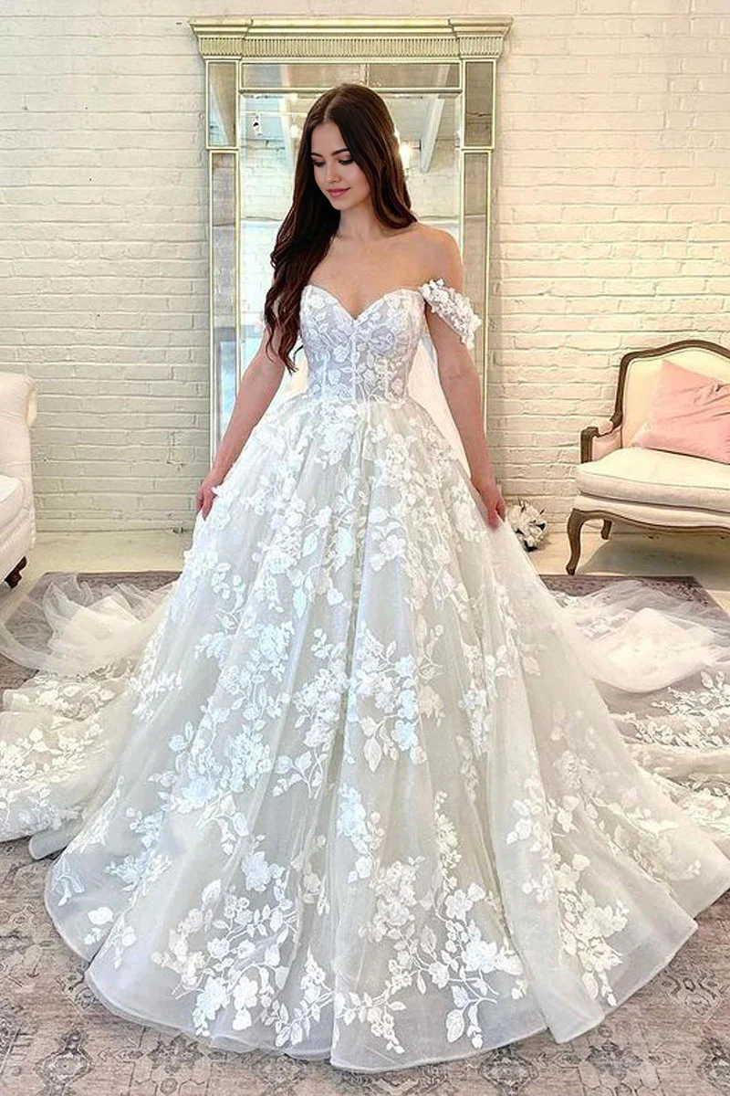 Wholesa Sweetheart Lace Tulle Gorgeous Ball Gown Wedding Dresses