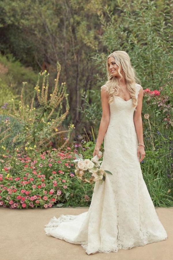 Wholesa Trumpet/Mermaid Court Train Country Lace Wedding Dress