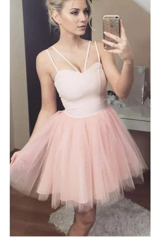 CNTNZ DRESS Hot Sale Homecoming Dress A Line Spaghetti Strap Sexy Cute Short Tulle Short Prom Dress