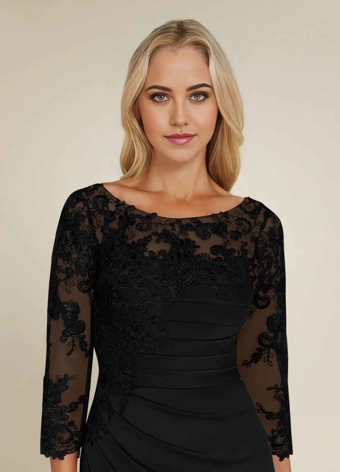 Wholesa Sheath Scoop Lace Lace Appliques Black Mother of the Bride Dresses