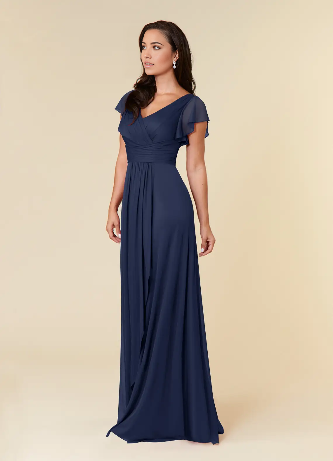 Wholesa A-Line V-Neck Pleated Dark Navy formal dresses evening dress Mother of the Bride Dresses