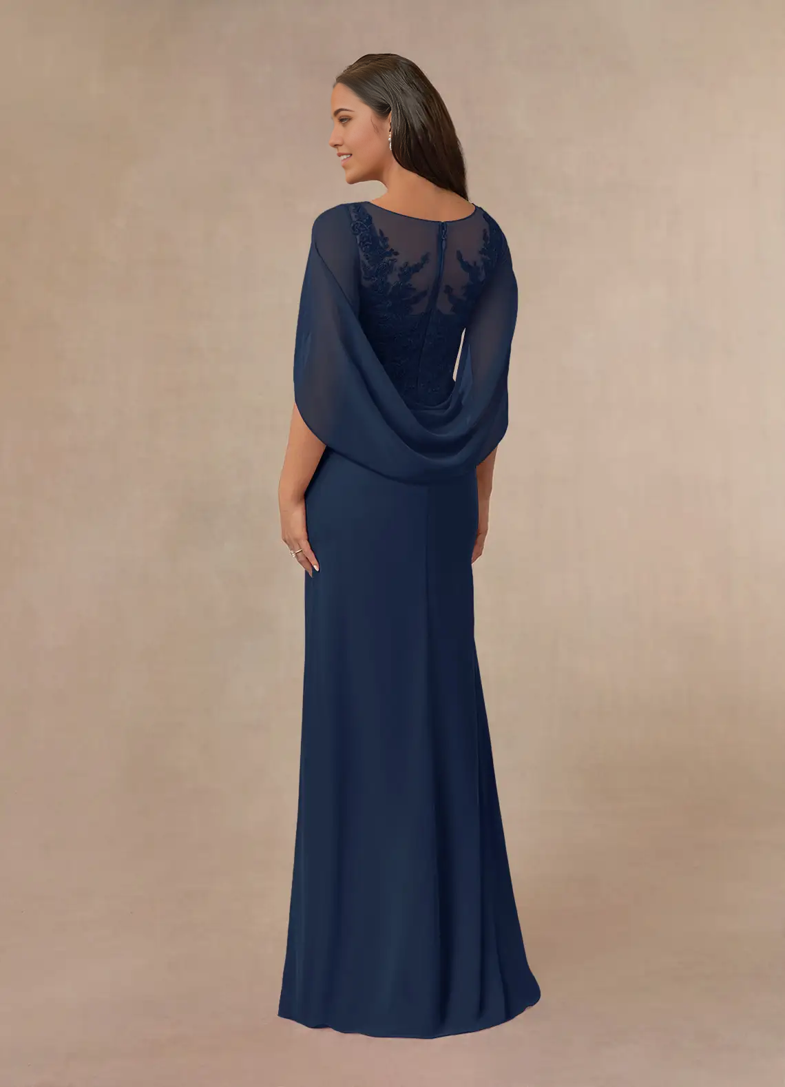 Wholesa A-Line Lace Chiffon Dark Navy formal dresses evening gowns Mother of the Bride Dresses