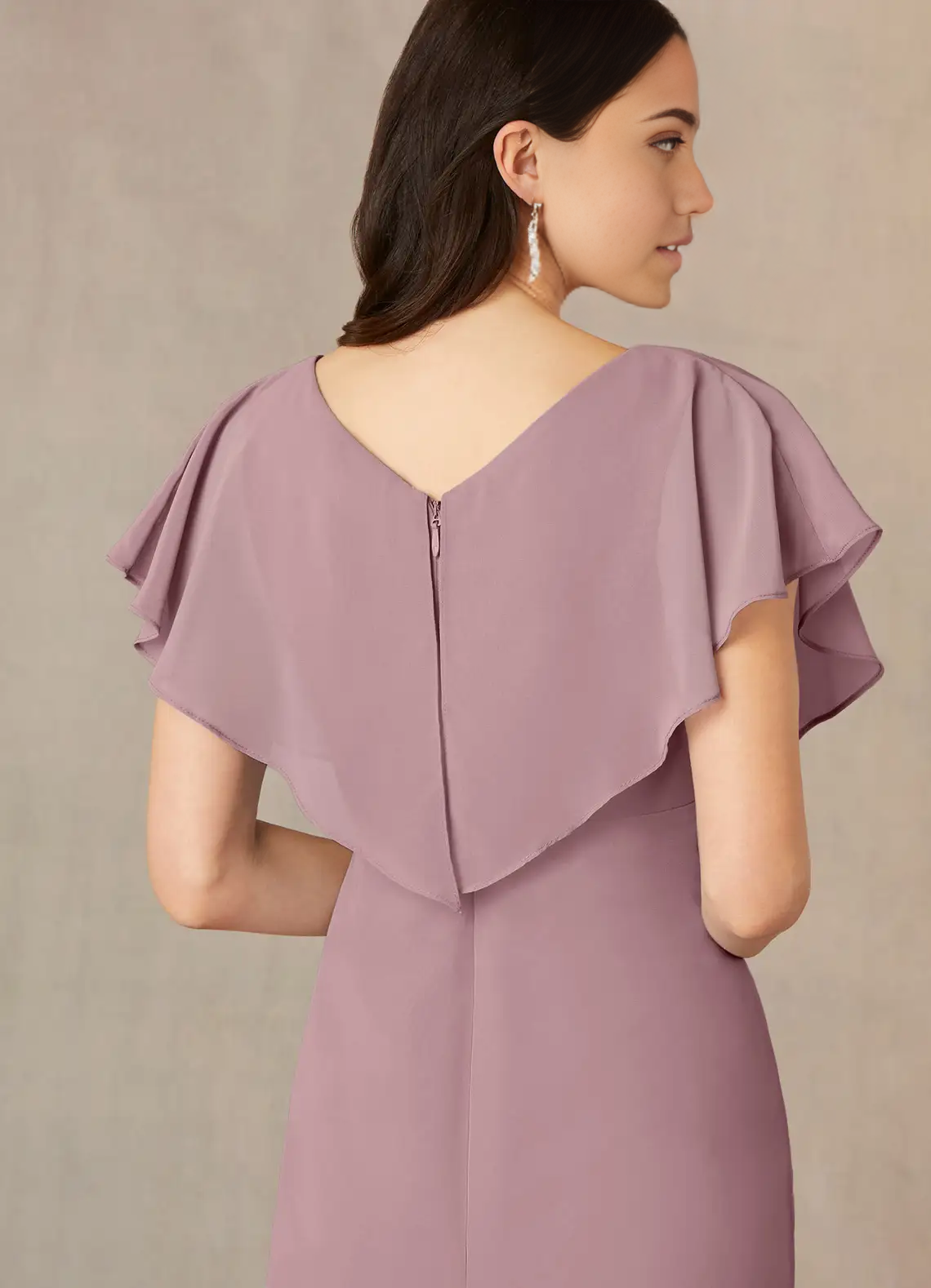 Wholesa Sheath V-Neck Pleated Chiffon Dusty Rose Tea Length formal dresses evening dress Mother of the Bride Dresses