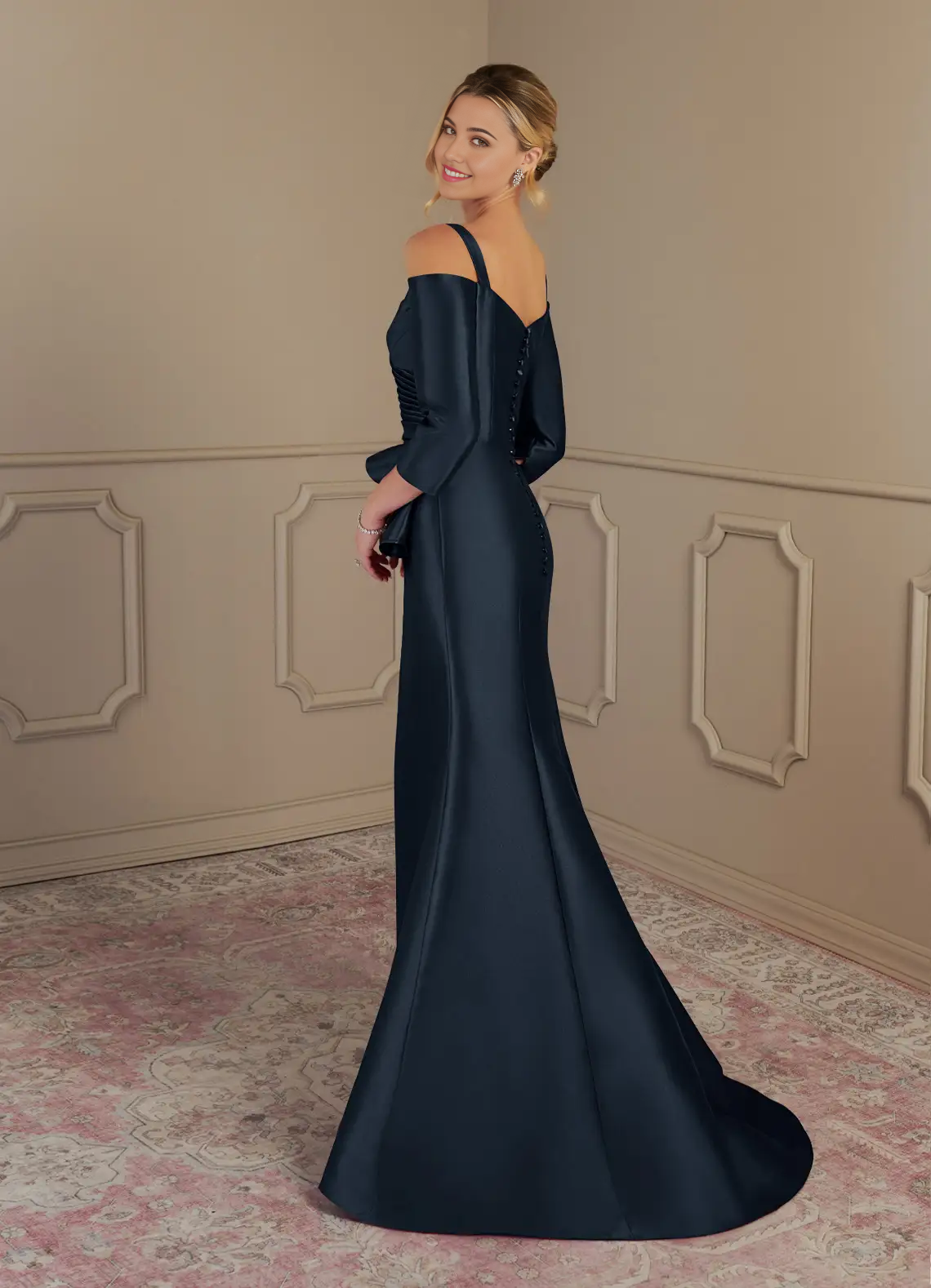 Wholesa Mermaid Off the Shoulder Dark Navy formal dresses evening dress Mother of the Bride Dresses