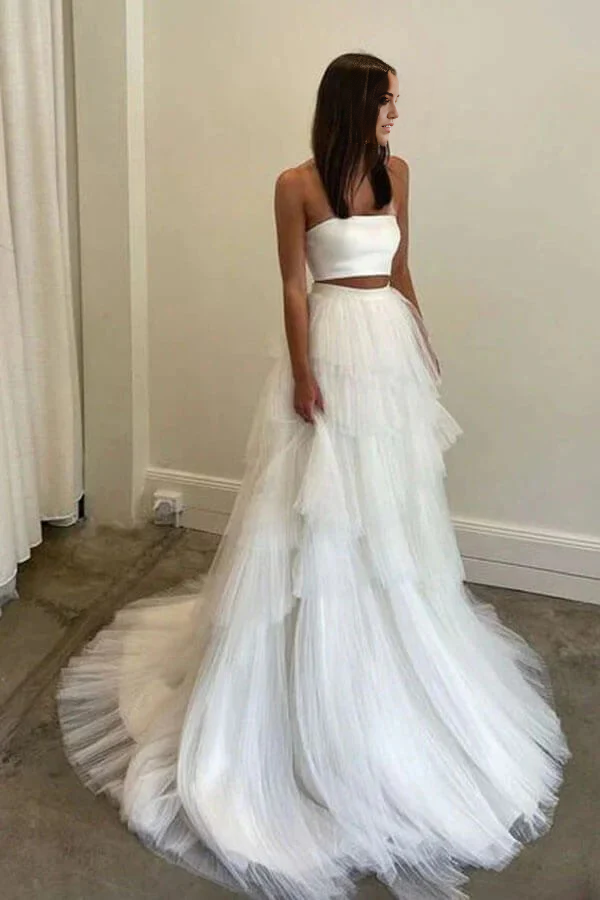 Wholesa Two Piece Simple Country Wedding Dress With Layered