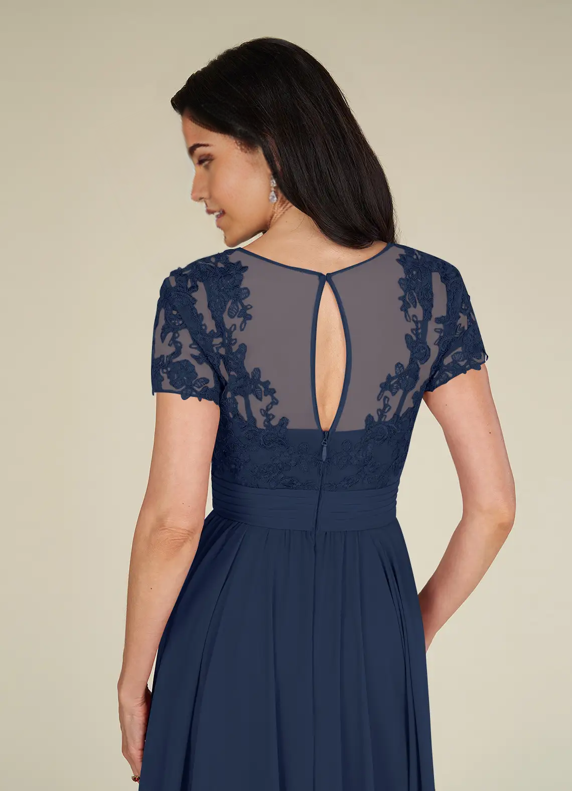 Wholesa A-Line Lace Chiffon Dark Navy formal dresses evening dress Mother of the Bride Dresses