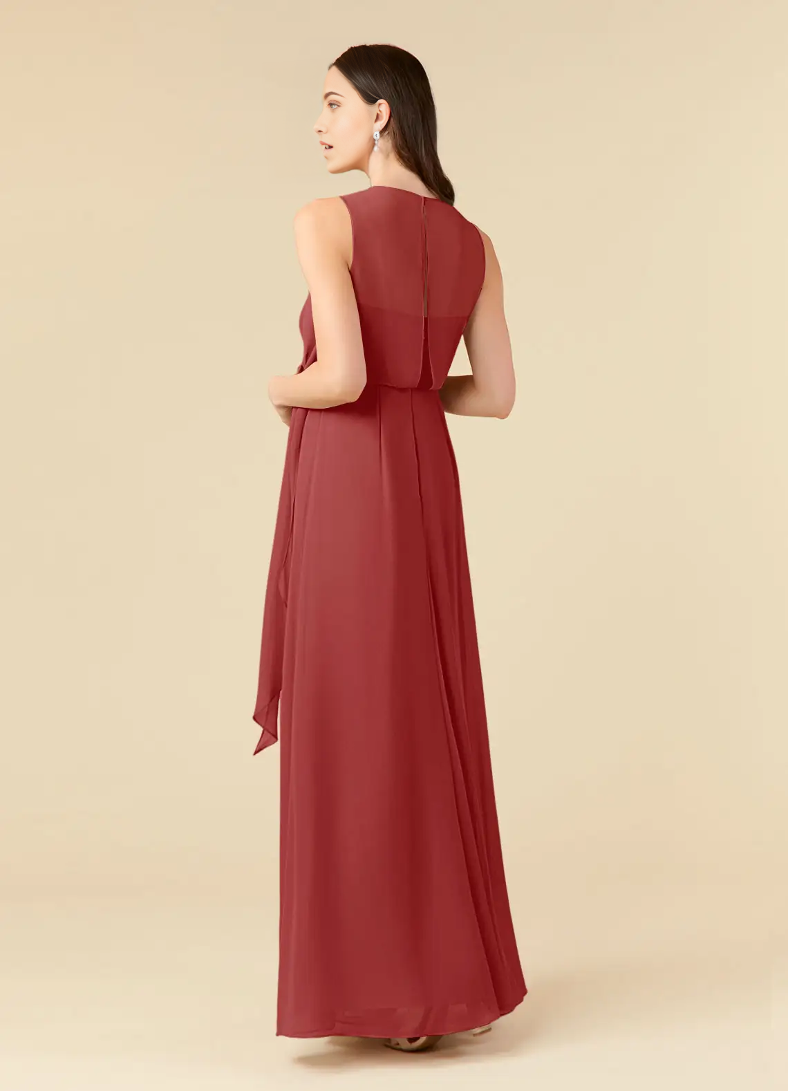 Wholesa A-Line Scoop Pleated Chiffon Rust formal dresses evening dress Mother of the Bride Dresses