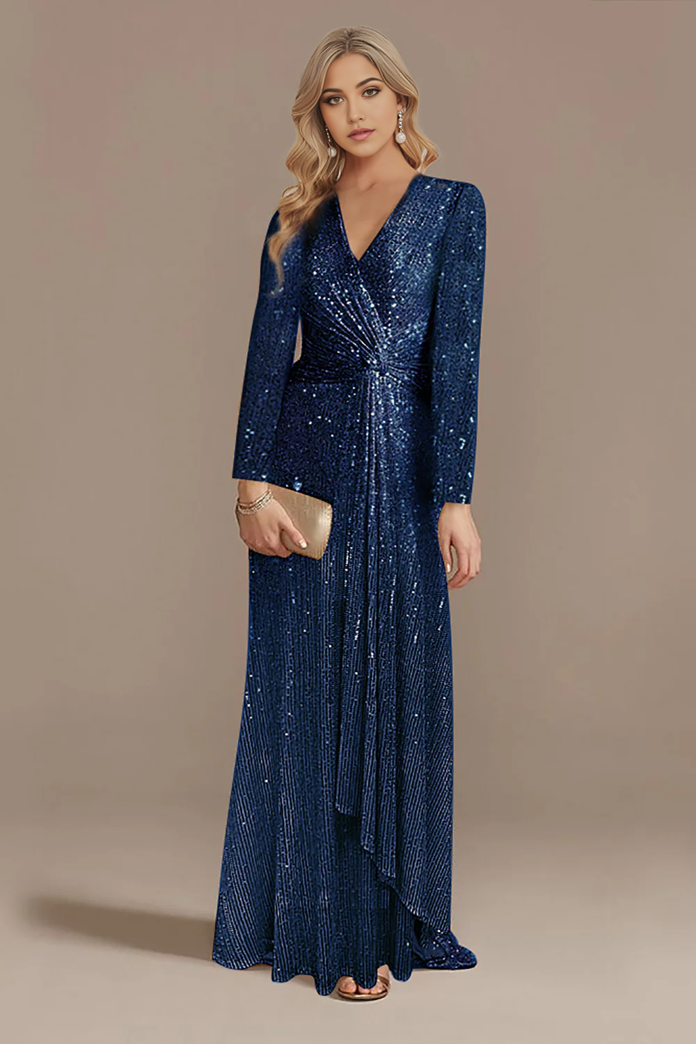 Wholesa A-line Glitter Mother of the Bride Dress with Long Sleeves