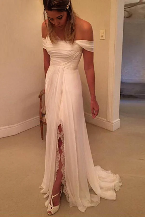 Wholesa A-line Off The Sleeves High Quality Strapless Long Wedding Dresses