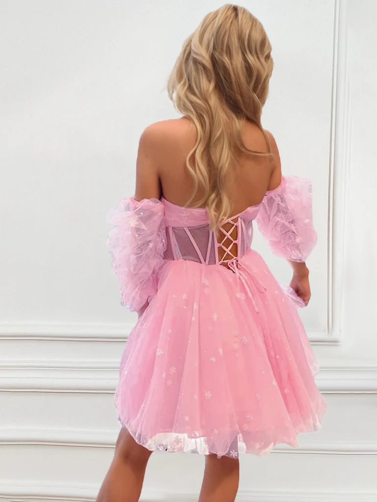 Wholesa A-Line Strapless Sleeves Short Party Dance Cocktail Homecoming Dress