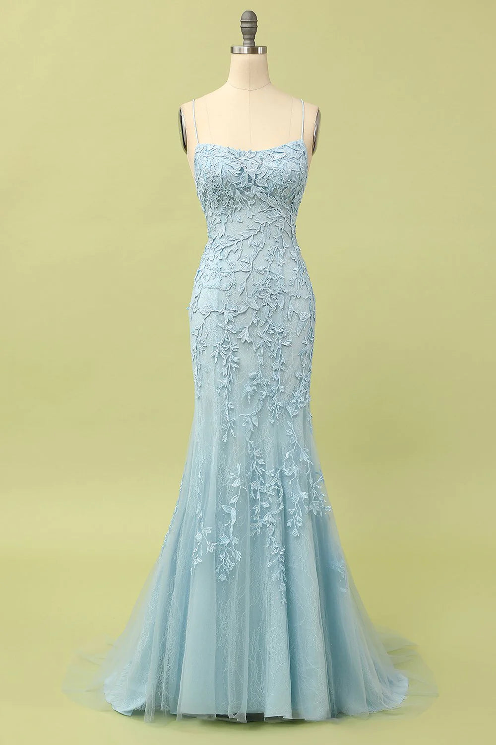 Wholesa Mermaid Blue Long Prom Dress Backless Evening Dress