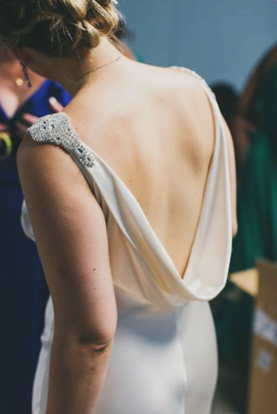 Wholesa Memaid Elegant V Neck Beading Satin formal dresses Bridesmaid Dresses evening gown Prom Dress